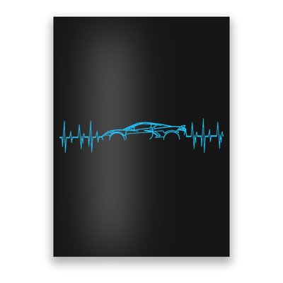 C8 Heartbeat Rapid Blue Supercar Sports Car Heartbeat Line Poster