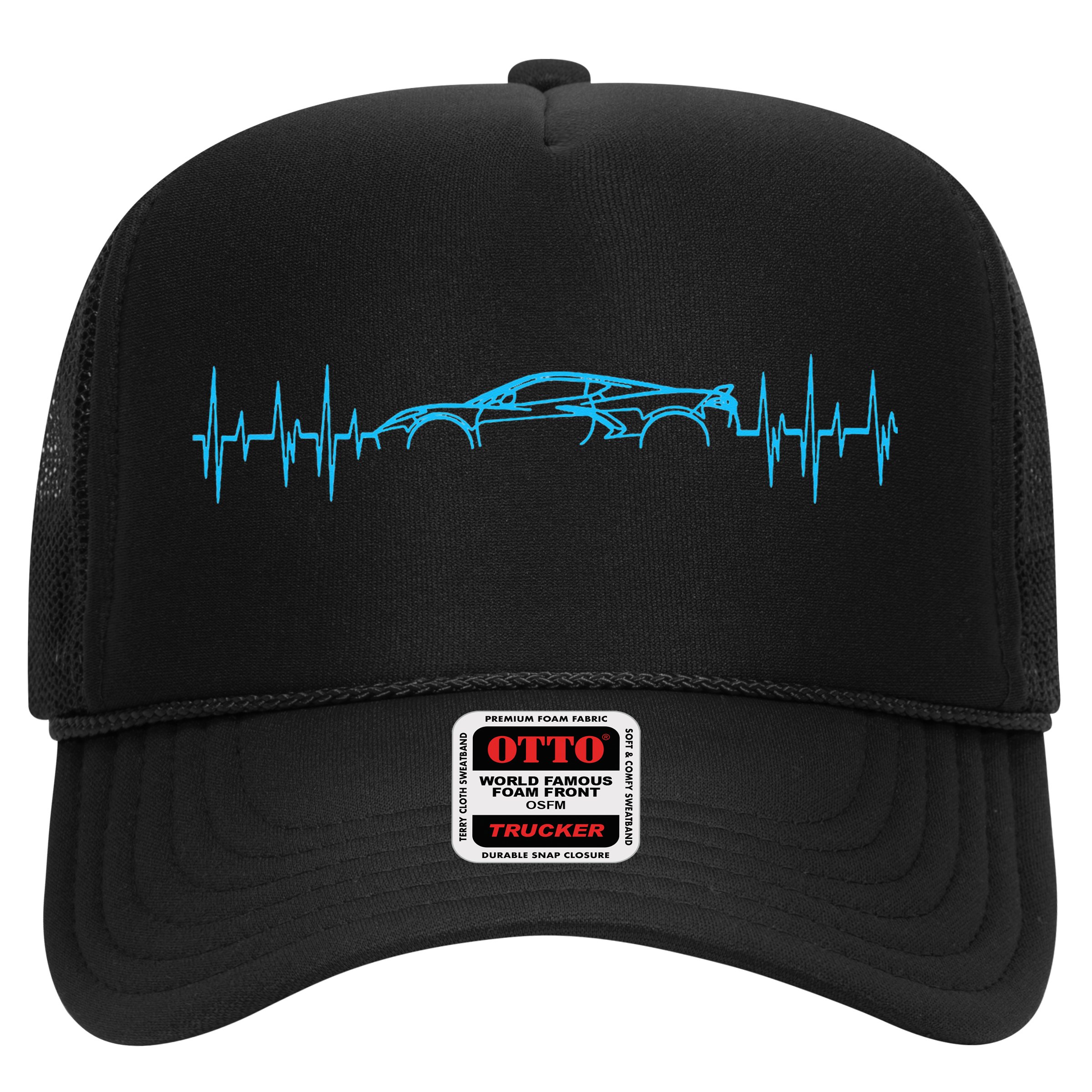 C8 Heartbeat Rapid Blue Supercar Sports Car Heartbeat Line Hat