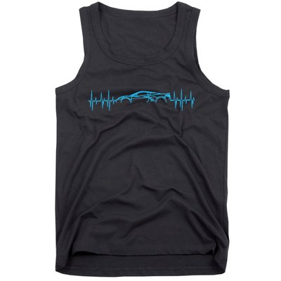C8 Heartbeat Rapid Blue Supercar Sports Car Heartbeat Line Tank Top