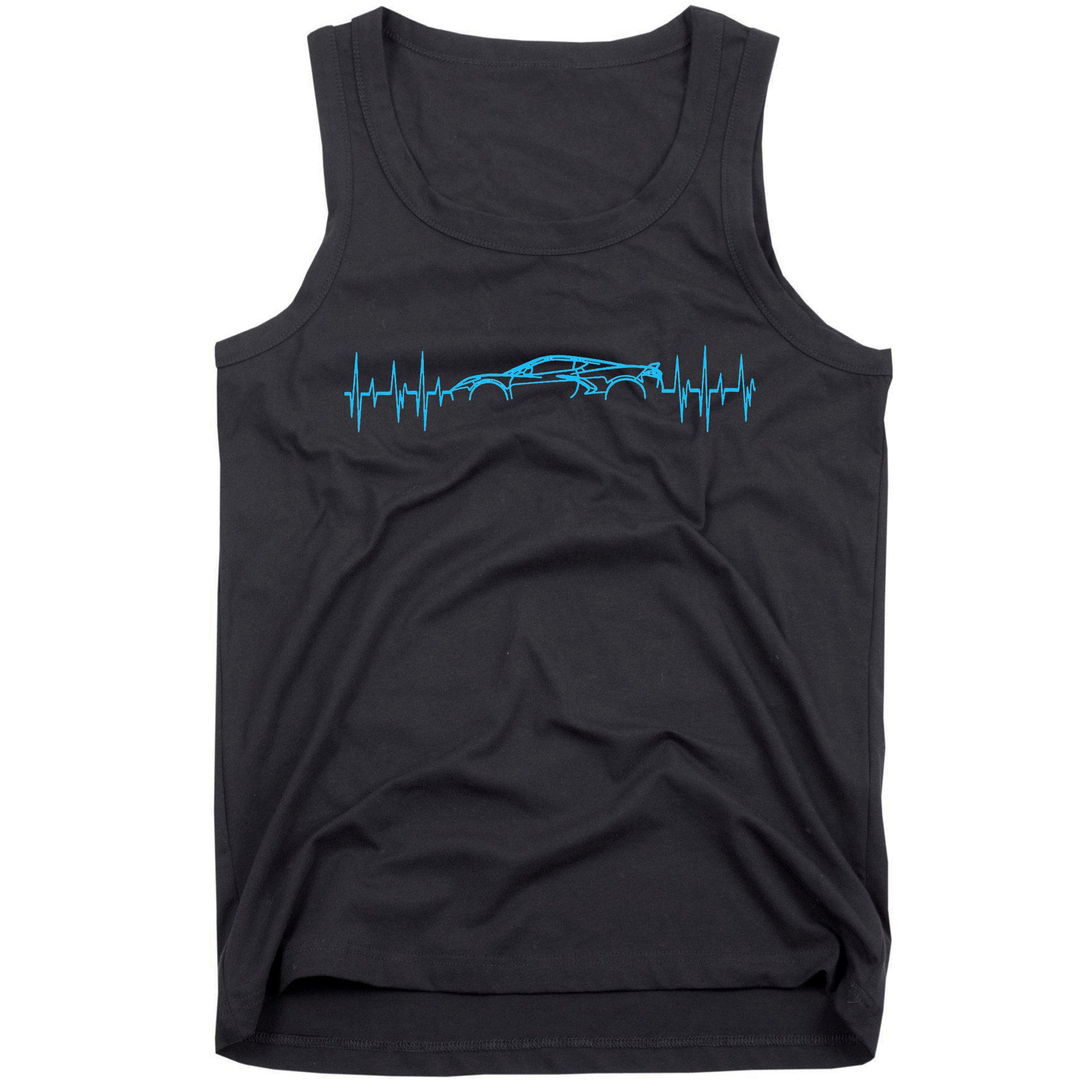 C8 Heartbeat Rapid Blue Supercar Sports Car Heartbeat Line Tank Top
