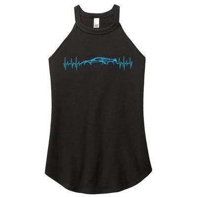 C8 Heartbeat Rapid Blue Supercar Sports Car Heartbeat Line Women's Perfect Tri Rocker Tank