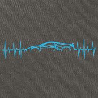 C8 Heartbeat Rapid Blue Supercar Sports Car Heartbeat Line Cotton Canvas Backpack