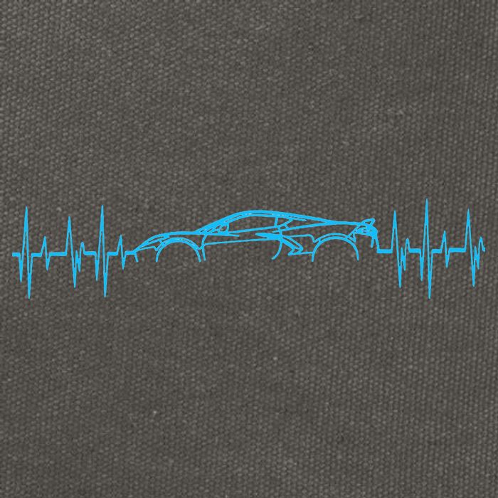 C8 Heartbeat Rapid Blue Supercar Sports Car Heartbeat Line Cotton Canvas Backpack