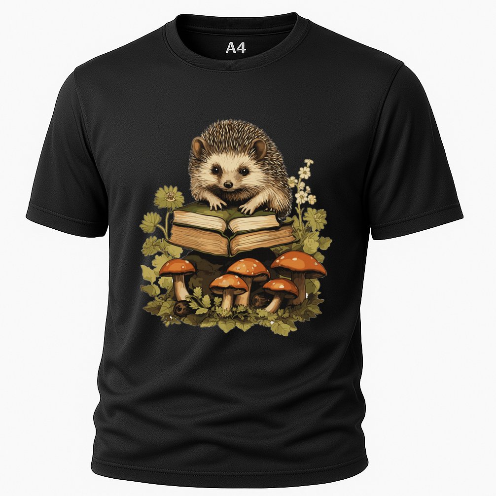 Cottagecore Hedgehog Reading Aesthetic Book Outfit Performance Shirt