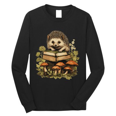 Cottagecore Hedgehog Reading Aesthetic Book Outfit Long Sleeve Shirt