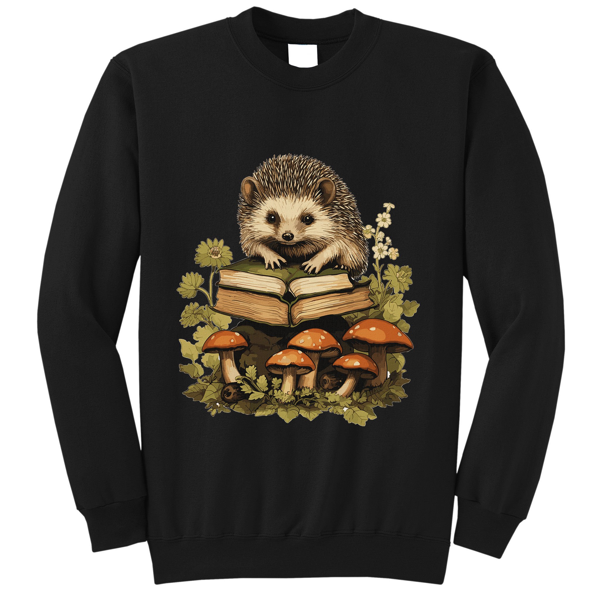 Cottagecore Hedgehog Reading Aesthetic Book Outfit Sweatshirt
