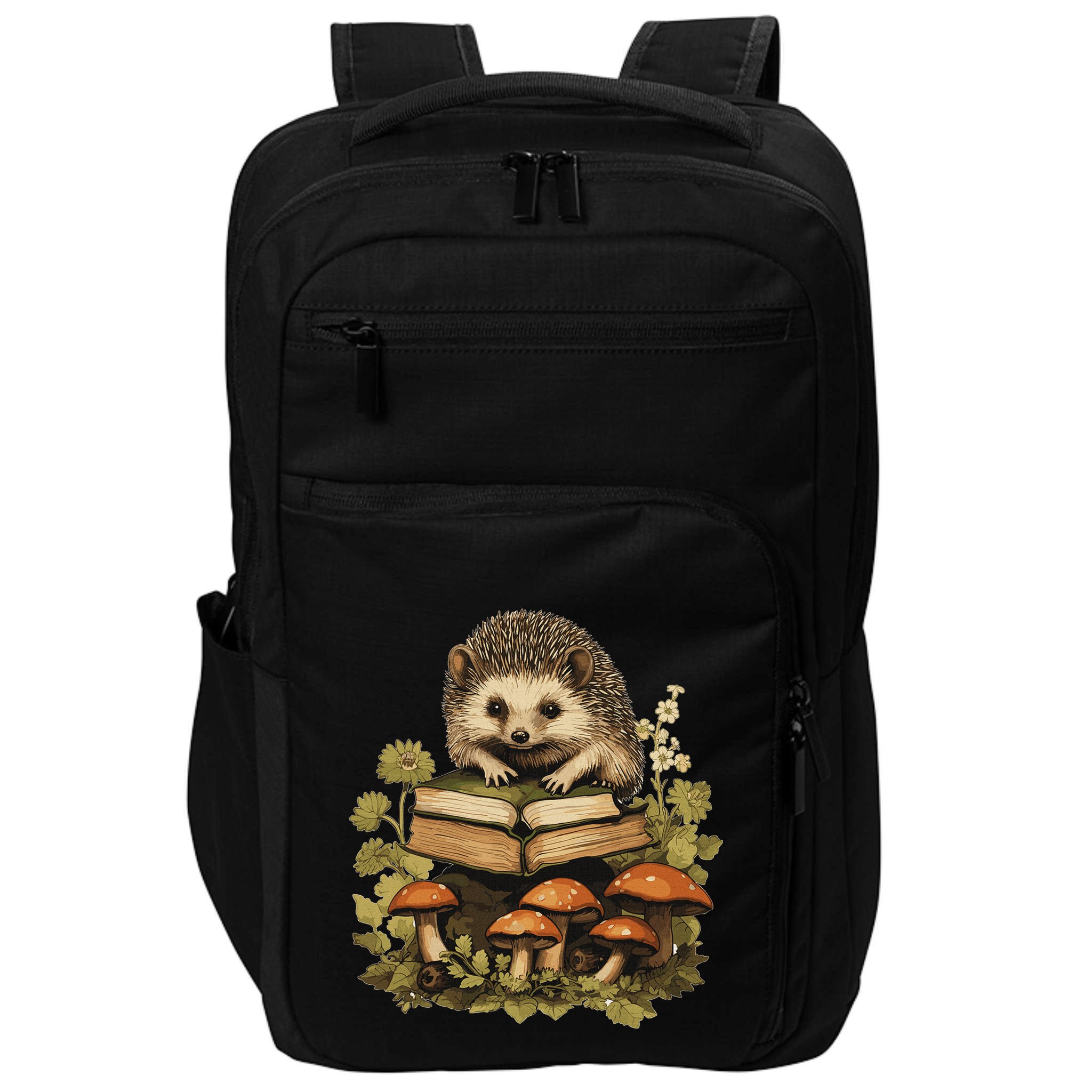 Cottagecore Hedgehog Reading Aesthetic Book Outfit Impact Tech Backpack