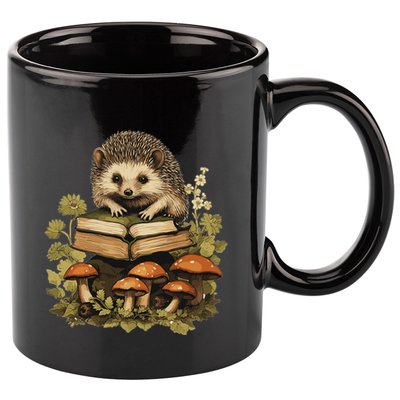 Cottagecore Hedgehog Reading Aesthetic Book Outfit 11oz C Handle Ceramic Mug