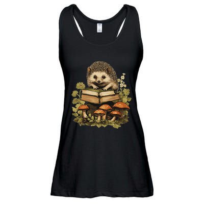 Cottagecore Hedgehog Reading Aesthetic Book Outfit Ladies Essential Flowy Tank