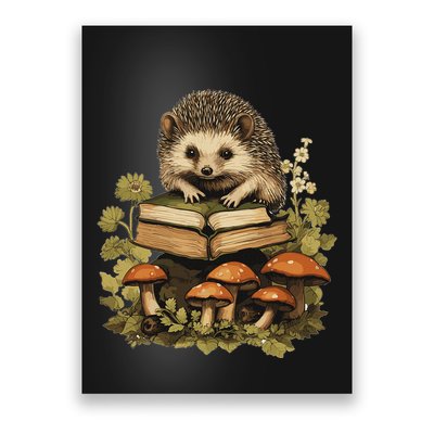 Cottagecore Hedgehog Reading Aesthetic Book Outfit Poster