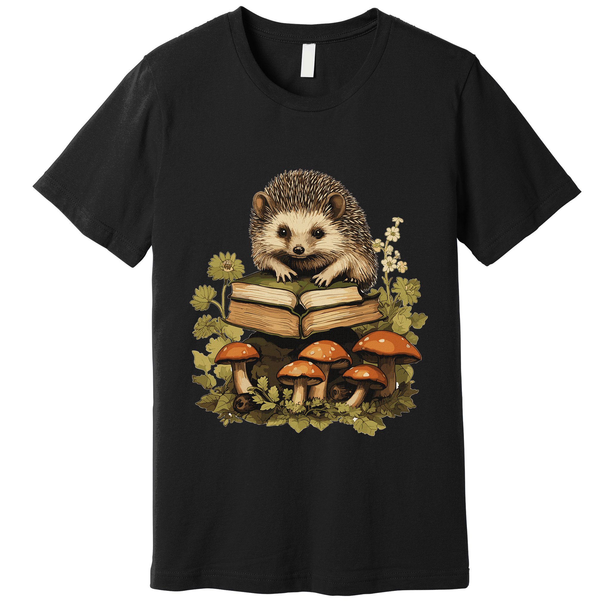 Cottagecore Hedgehog Reading Aesthetic Book Outfit Premium T-Shirt