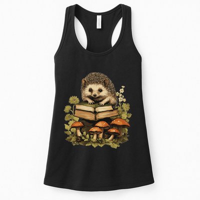 Cottagecore Hedgehog Reading Aesthetic Book Outfit Womens Tank Top