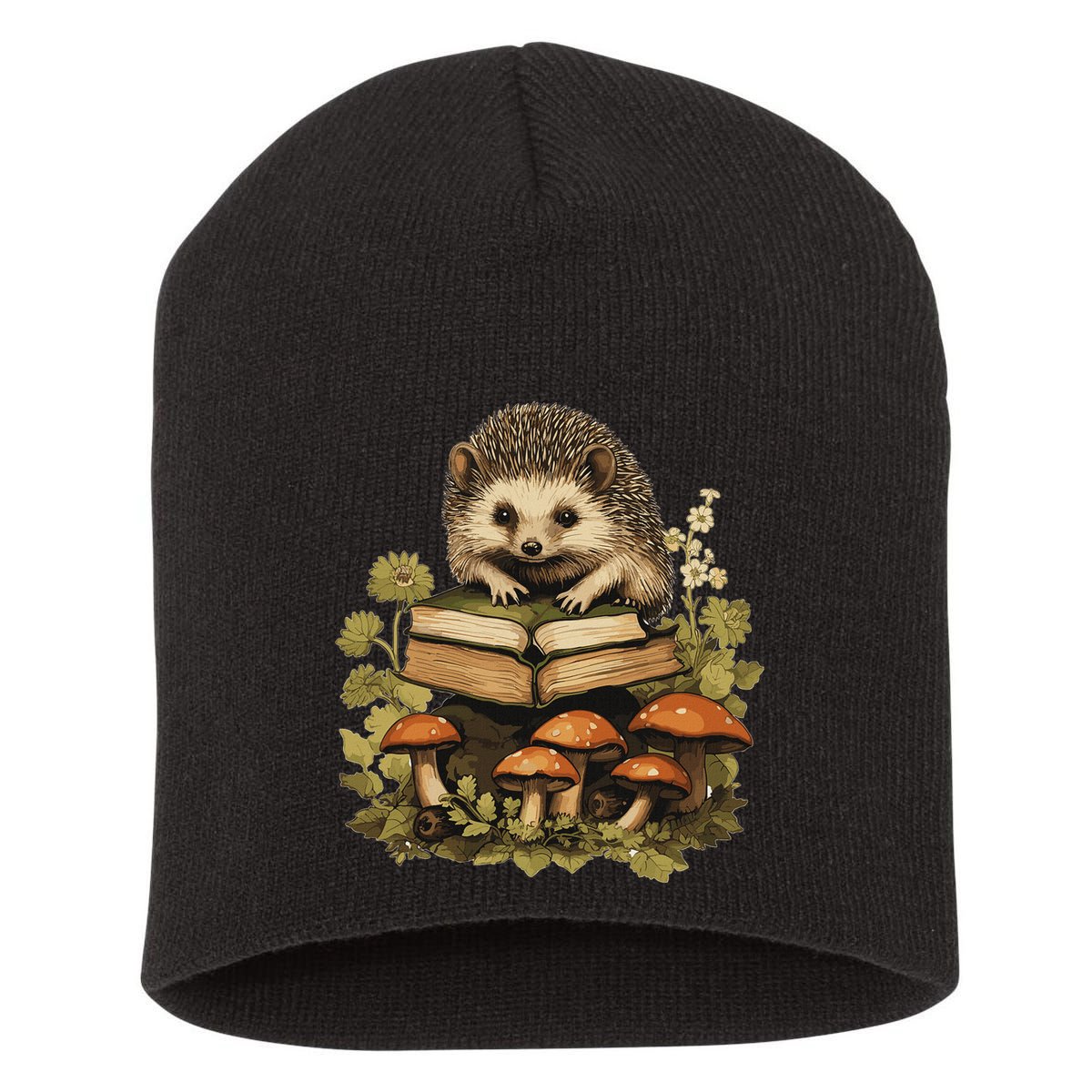 Cottagecore Hedgehog Reading Aesthetic Book Outfit Short Acrylic Beanie
