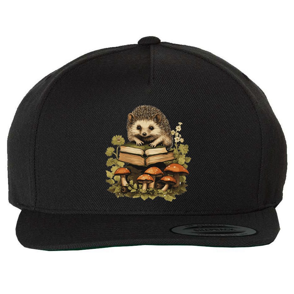 Cottagecore Hedgehog Reading Aesthetic Book Outfit Wool Snapback Cap