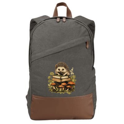 Cottagecore Hedgehog Reading Aesthetic Book Outfit Cotton Canvas Backpack
