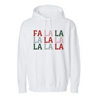 Christmas Holiday Red & Green Fa La La La La Garment-Dyed Fleece Hoodie