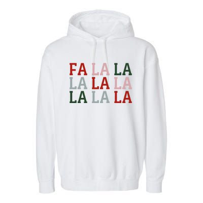 Christmas Holiday Red & Green Fa La La La La Garment-Dyed Fleece Hoodie