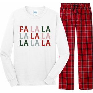 Christmas Holiday Red & Green Fa La La La La Long Sleeve Pajama Set