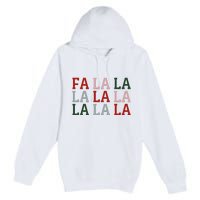 Christmas Holiday Red & Green Fa La La La La Premium Pullover Hoodie