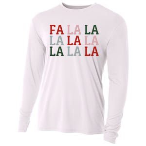 Christmas Holiday Red & Green Fa La La La La Cooling Performance Long Sleeve Crew