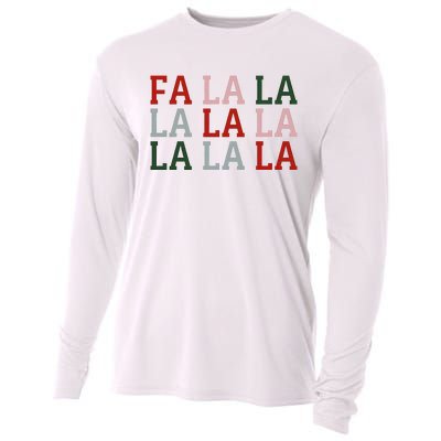 Christmas Holiday Red & Green Fa La La La La Cooling Performance Long Sleeve Crew