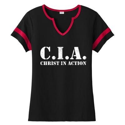 Christ In Action CIA Ladies Halftime Notch Neck Tee