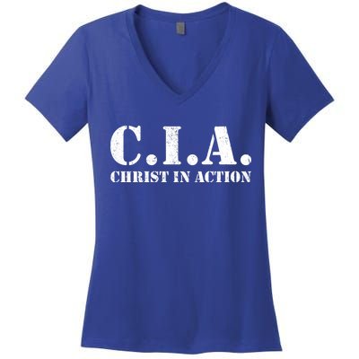 Christ In Action CIA Women's V-Neck T-Shirt