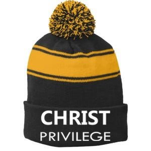 Christ Privilege Stripe Pom Pom Beanie