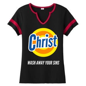 Christ Stain Remover Wash Away Your Sins Ladies Halftime Notch Neck Tee