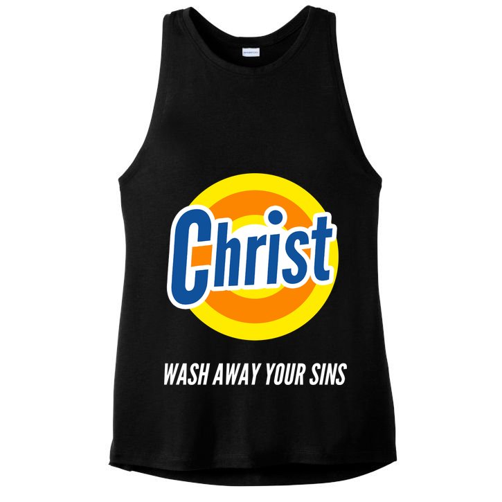 Christ Stain Remover Wash Away Your Sins Ladies PosiCharge Tri-Blend Wicking Tank