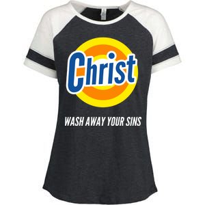 Christ Stain Remover Wash Away Your Sins Enza Ladies Jersey Colorblock Tee