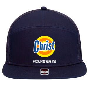 Christ Stain Remover Wash Away Your Sins 7 Panel Mesh Trucker Snapback Hat