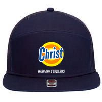 Christ Stain Remover Wash Away Your Sins 7 Panel Mesh Trucker Snapback Hat