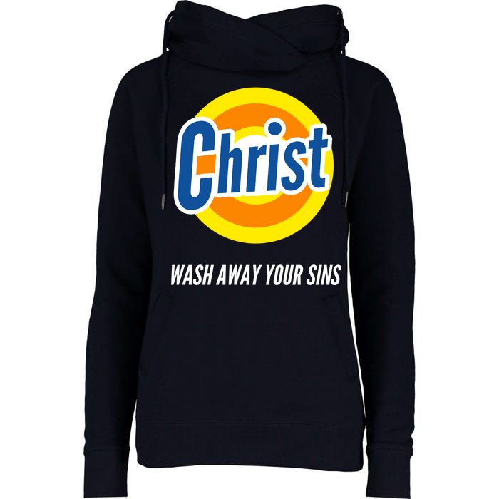 Christ Stain Remover Wash Away Your Sins Womens Funnel Neck Pullover Hood