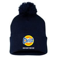 Christ Stain Remover Wash Away Your Sins Pom Pom 12in Knit Beanie