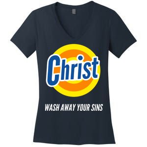 Christ Stain Remover Wash Away Your Sins Women's V-Neck T-Shirt