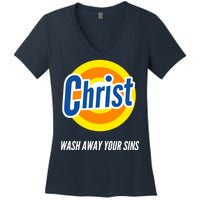 Christ Stain Remover Wash Away Your Sins Women's V-Neck T-Shirt