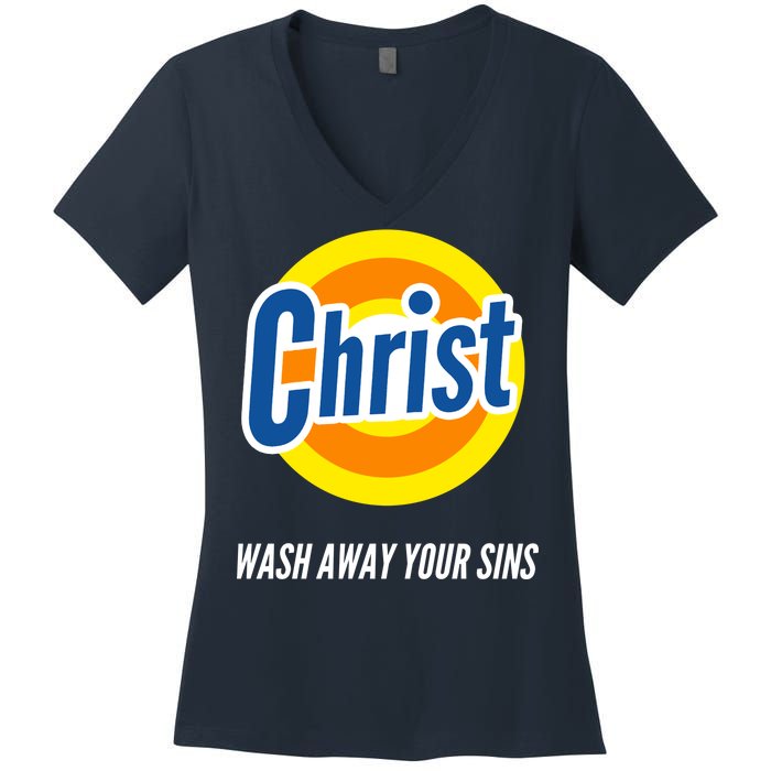 Christ Stain Remover Wash Away Your Sins Women's V-Neck T-Shirt