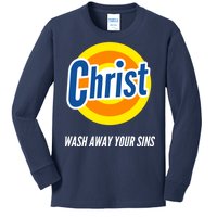 Christ Stain Remover Wash Away Your Sins Kids Long Sleeve Shirt