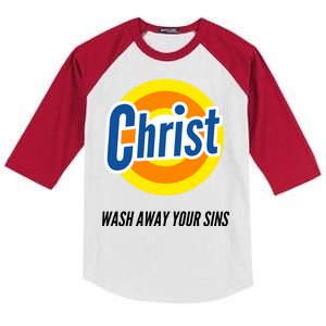 Christ Stain Remover Wash Away Your Sins Kids Colorblock Raglan Jersey