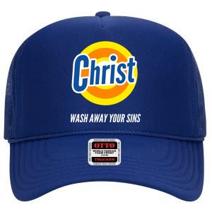 Christ Stain Remover Wash Away Your Sins High Crown Mesh Back Trucker Hat