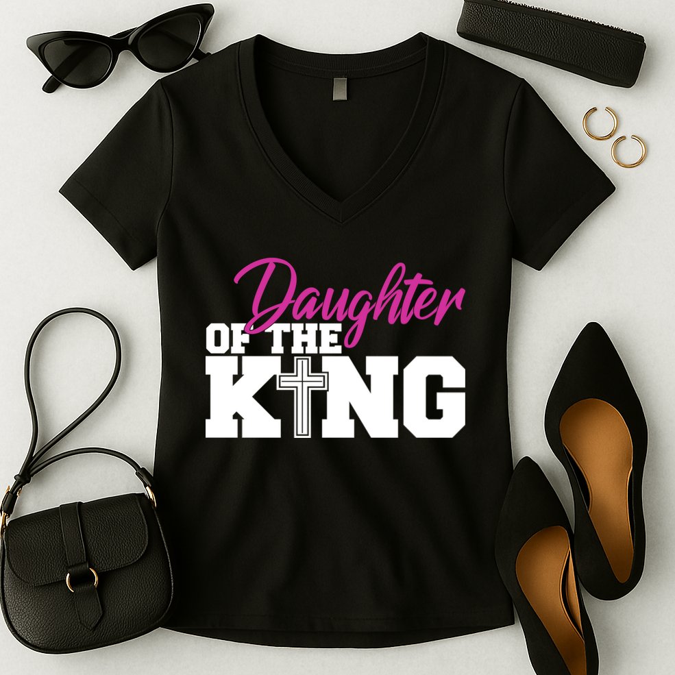 Christian Faith - Daughter Of The King Women's V-Neck T-Shirt