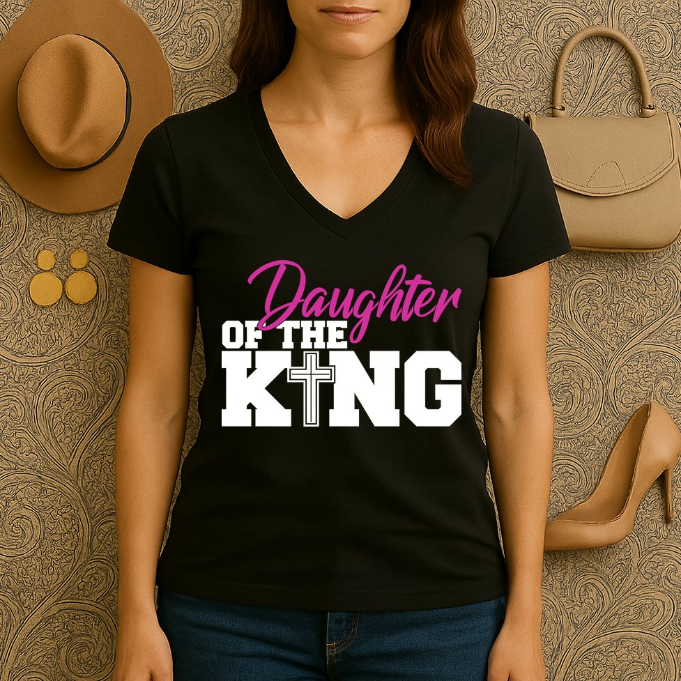 Christian Faith - Daughter Of The King Women's V-Neck T-Shirt