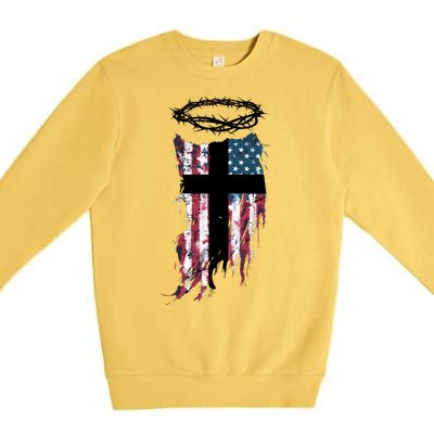 Christian Patriotic USA Flag Premium Crewneck Sweatshirt