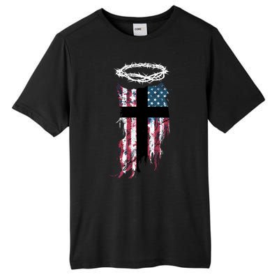 Christian Patriotic USA Flag Tall Fusion ChromaSoft Performance T-Shirt