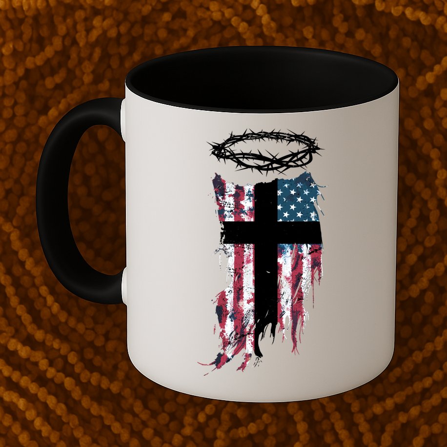 Christian Patriotic USA Flag Mug
