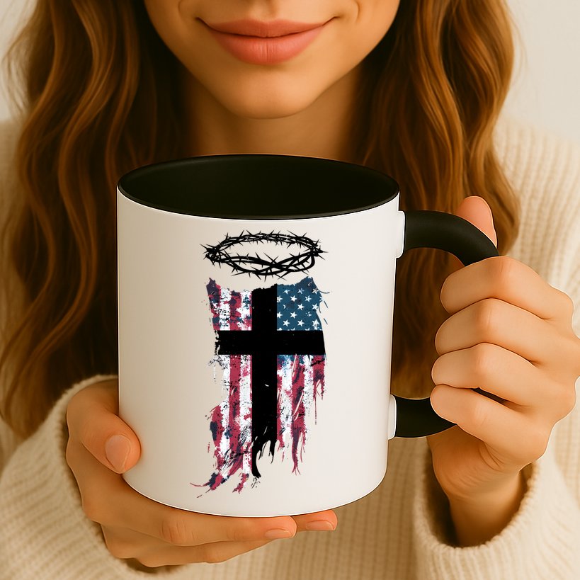 Christian Patriotic USA Flag Mug