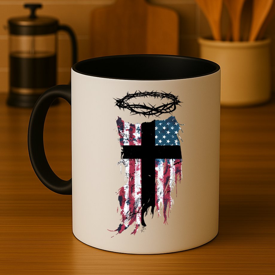 Christian Patriotic USA Flag Mug