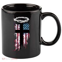 Christian Patriotic USA Flag 11oz C Handle Ceramic Mug