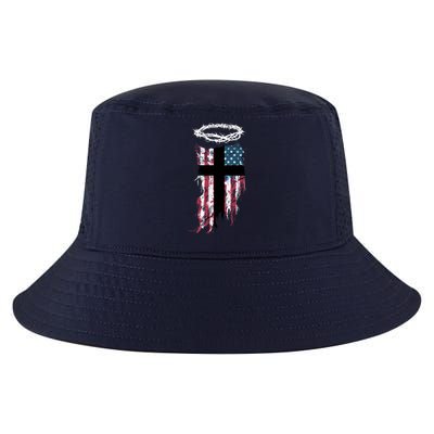 Christian Patriotic USA Flag Cool Comfort Performance Bucket Hat